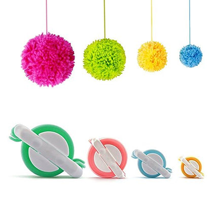 Pom pom Maker, 4 Sizes Pom-pom Maker Fluff Ball Weaver Needle Craft DIY Wool Knitting Craft Tool Set for Kids and Adult (4)
