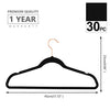 MIZGI Premium Velvet Hangers (30 Pack) Heavy Duty- Non Slip - Velvet Suit Hangers Black - Copper/Rose Gold Hooks,Space Saving Clothes Hangers (Black)