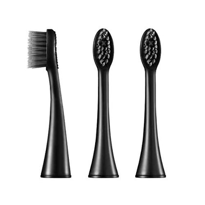BURST Toothbrush Heads - Genuine BURST Electric Toothbrush Replacement Heads for BURST Original & Pro Sonic Toothbrushes - Ultra Soft Bristles for Deep Clean, Stain & Plaque Removal - 3-Pack, Black