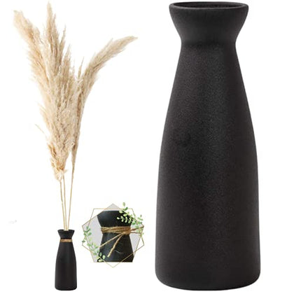 W.Z WOODZIA Black Ceramic Vase for Pampas Grass, Modern Boho Home Decor Style, Perfect for Decorative Dried Flowers or Dining Table Centerpieces [Pampass Not Included] (Black), WZ-2