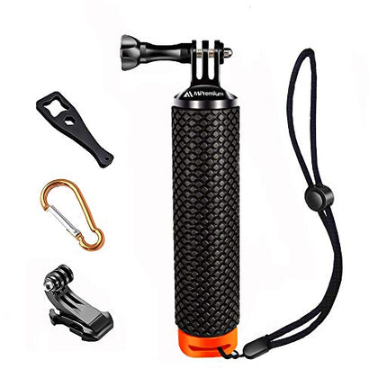 Waterproof Floating Hand Grip Compatible with GoPro Hero 11 10 9 8 7 6 5 4 3 3+ 2 1 Session Black Silver Camera Handler & Handle Mount Accessories Kit for Water Sport and Action Cameras (Orange)