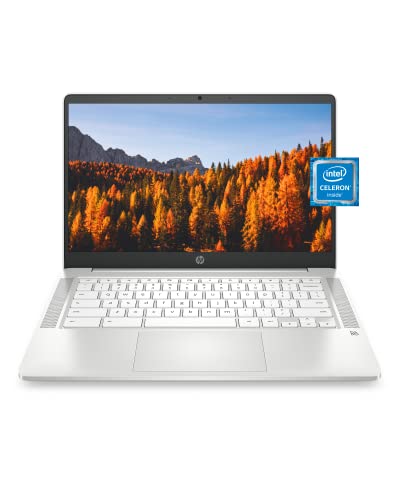 HP Chromebook 14 Laptop, Intel Celeron N4020, 4 GB RAM, 32 GB eMMC, 14 HD Micro-Edge Display, Chrome OS, Thin & Portable, 4K Graphics, Snow White Keyboard (14a-na0023nr, 2021, Ceramic White)