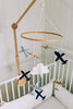 Sorrel + Fern Baby Crib Mobile (Airplanes in The Clouds) - Nursery Decoration Ceiling Mobile and Baby Shower for Boys & Girls - Grey and White