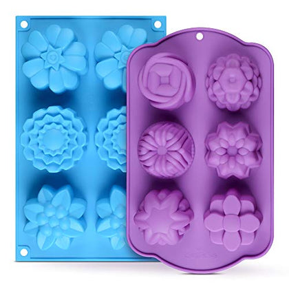 Silicone Soap Molds - Flower Assorted Silicone Molds for Ice Cube Tray, Handmade Jelly, Soap, Pudding, Muffin, Cupcake
