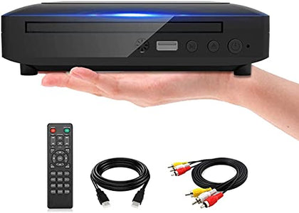 Mini DVD Player for TV, Region Free HD 1080P Supported with HDMI/AV Cables, USB Input, Contain Remote Control for DVD Player, Support PAL/NTSC System