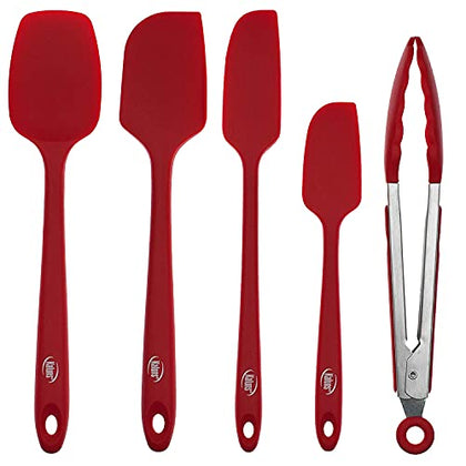 Kaluns Silicone Spatula Set, 4 Rubber Spatulas 600°F Heat Resistant, Nonstick Seamless Design with Stainless Steel Core, Dishwasher Safe, BPA free, Bonus Tongs Included