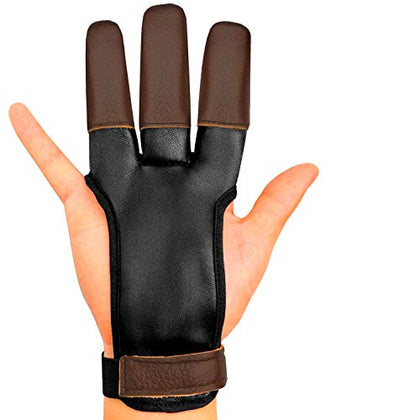 KESHES Archery Glove Finger Tab Accessories - Leather Gloves for Recurve & Compound Bow - Three Finger Guard for Men Women & Youth (Small)