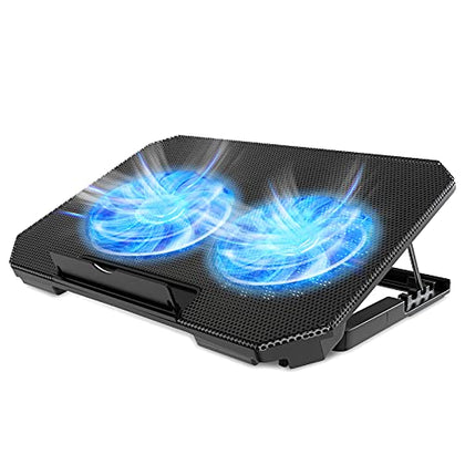 LIENS Laptop Cooling Pad with Adjustable Height Two 5.1 Inches Fan 2 USB Ports Suitable for 12