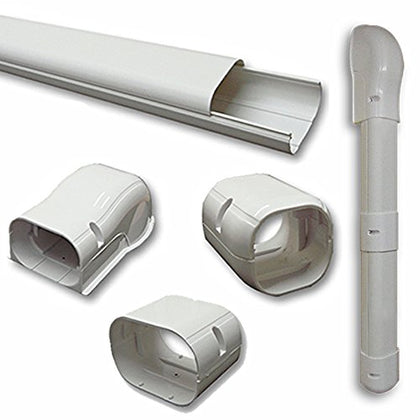 DuctlessAire White Paintable Mini Split Line Set Cover Kit - Weather Resistant, Easy Installation, Intended for Ductless Mini Split or Central Systems, 3