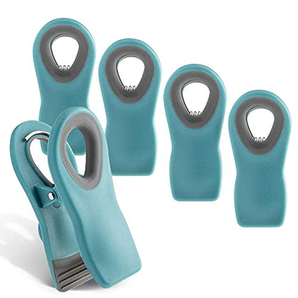 COOK WITH COLOR 5 Pc Chip Bag Clips- Kitchen Clips, Magnetic Chip Clips for Bags, Food Bag Clips with Airtight Seal (Aqua)