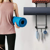Yoga Mat Rack Wall Mount, Yoga Mat Holder Wall Mount, Yoga Mat Storage for Foam Roller and Yoga Brick, with 3 Hooks for Hanging Yoga Strap and Resistance Bands, Home Gym Decor, Gym Organization(Black)