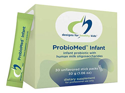 Designs for Health ProbioMed Infant Probiotic Powder - Baby Probiotic with Seven Strains + Oligosaccharides - Mix into Breastmilk or Formula (30 Stick Packets)