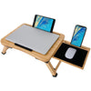 Foldable Laptop Bed Desk with Mouse Pad, Adjustable Folding Bamboo Tray Lap Stand Table for Work Breakfast College Students - Fits up to 17 Inch Laptops