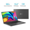 ASUS VivoBook 15 Thin and Light Laptop, 15.6 FHD Display, Intel i3-1005G1 CPU, 8GB RAM, 128GB SSD, Backlit Keyboard, Fingerprint, Windows 10 Home in S Mode, Slate Gray, F512JA-AS34