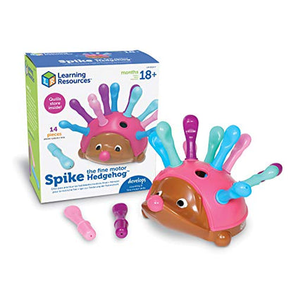 Learning Resources Spike The Fine Motor Hedgehog Pink - 14 Pieces, Ages 18+ months Fine Motor and Sensory Toy, Educational Toys for Toddlers, Montessori Toys