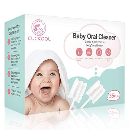 Baby Toothbrush, Infant Toothbrush Clean Baby Gums Disposable Tongue Cleaner Gauze Toothbrush Infant Oral Cleaning Stick Dental Care for 0-36 Month Baby