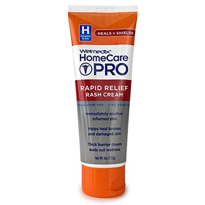 Welmedix HomeCare PRO Rapid Relief Adult Diaper Rash Cream - Extra Thick, Moisturizing Barrier Cream for Incontinence and Healing Cream/Zinc Oxide Cream/Skin Cream, (4oz Tube)