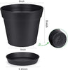 homenote Pots for Plants, 15 Pack 6 inch Plastic Planters with Multiple Drainage Holes and Tray - Plant Pots for All Home Garden Flowers Succulents (Black)