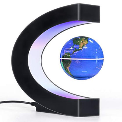 RTOSY Magnetic Levitation Globe with LED Light, Cool Gadgets Floating Lamp Globe Decor, Cool Gifts for Men/Father/Husband/Boyfriend/Kids/Boss, Great Technology Graduation Gifts Christmas Gifts(Blue)
