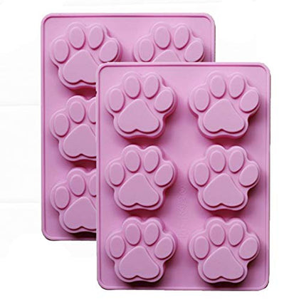 Cherion Silicone Mini Soap Mold of 2-Pack Cute Dog Paw Shaped, Pudding Mold, Cake Mold, Silicone Chocolate Mold Cookie mold(6 Dog Paw2)