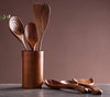 Kitchen Utensils Set, NAYAHOSE Wooden spoons for Cooking Non-stick Pan Kitchen Tool Wooden Cooking Spoons and Wooden utensil storage wooden barrel