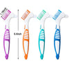 WILLBOND 6 Pieces Denture Brush Toothbrush Hard Denture Toothbrush Brush Cleaning Brush with White Carrying Case for False Teeth Cleaning (Green, Purple, Blue and Orange)