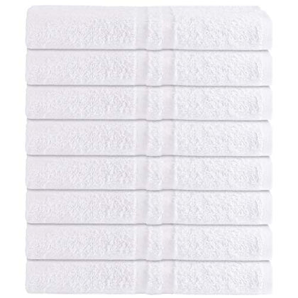 GREEN LIFESTYLE Luxury Bath Towel - White Large Bath Towels Pack for Spa, Gym, Bathroom, Hotel - 86% Cotton 14% Polyester -Super Soft, Thick and Absorbent 24 x 50 Bulk Bath Towel - (8-Pack)