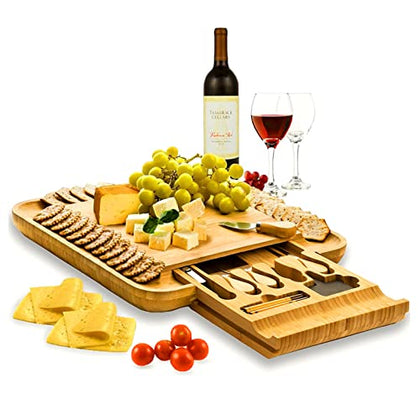 Christmas Gift Charcuterie Boards Set - Bamboo Cheese Board with Accessories for Wine & Meat | Housewarming Gift, Wedding Gifts - Perfect Kitchen Gadget & Wine Gifts for Women or Men