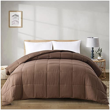 Homelike Moment Brown Comforter Queen Lightweight Comforters Duvet Insert Down Alternative Full Size Bed Comforter All Season Light Brown