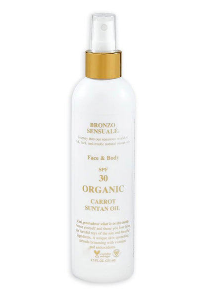 Bronzo Sensuale SPF 30 Sunscreen Protective Golden Tanning Organic Carrot Oil 8.5 Ounces.