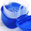 KISEER Denture Bath Case Cup Box Holder Storage Container with Denture Cleaner Brush Strainer Basket for Travel Cleaning (Blue)