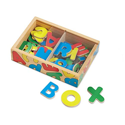 Melissa & Doug 52 Wooden Alphabet Magnets in a Box - Uppercase and Lowercase Letters - ABC Learning Toys, Chunky Magnetic Letters For Toddlers And Kids Ages 3+