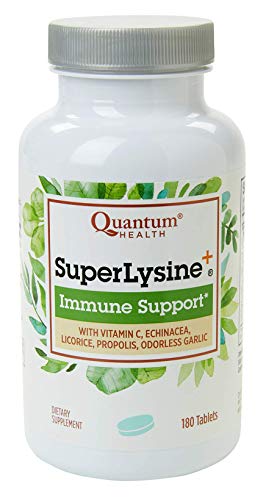 Quantum Health SuperLysine+ Advanced Formula Immune Support Supplement Lysine 1500 mg, Vitamin C Echinacea Licorice Bee Propolis & Odorless Garlic Daily Wellness Blend for Women & Men - 180 Tablets