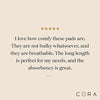 Cora Organic Cotton Topsheet Maxi Pads | Ultra Thin Period Pads with Wings | Maxi Overnight Absorbency | Unscented, Comfortable, Powerfully Absorbent, Leak Protection (24 Count)