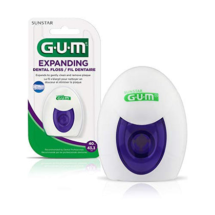 GUM Deep Clean Expanding Dental Floss - Waxed Woven Floss - Effective Plaque Removal for Tight Teeth - Unflavored