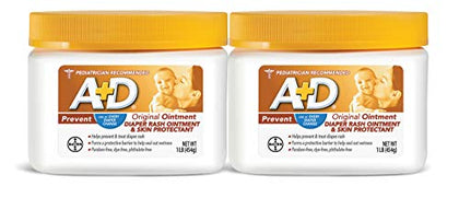 A+D Original Diaper Rash Ointment - Prevents & Protects Diaper Rash - Moisturizing Skin Protectant With Vitamins A & D - Healing Skin Ointment for Dry and Cracked Skin - 16oz 2 Pack