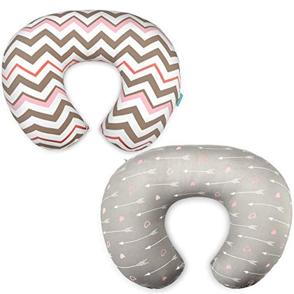 COSMOPLUS Stretchy Nursing Pillow Covers 2 Pack Nursing Pillow Slipcovers for Breastfeeding Moms,Ultra Soft Snug Fits On Infant Nursing Pillow,Arrow Chevron