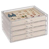 Weiai Acrylic Jewelry Organizer, Clear Jewelry Box with 4 Drawers, Jewelry Case Storage for Women (Beige)
