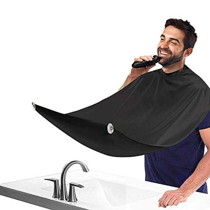 Beard Bib Apron for Men, Christmas Gift Beard Trimming Catcher Bib for Shaving & Hair Clippings, Waterproof Non-Stick Hair Catcher Grooming Cloth with 2 Suction Cups