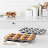 Amazon Basics Nonstick Round Muffin Baking Pan, 12 Cups, Set of 2, Gray, 13.9x10.55x1.22