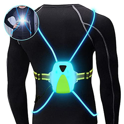 Ni-SHEN LED Reflective Running Vest with Front Light,Running Lights for Runners,Reflective Running Gear for Men/Women Running,Cycling or Walking, High Visibility Warning LED Lights
