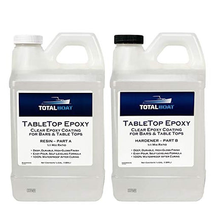 TotalBoat Table Top Epoxy Resin 1 Gallon Kit - Crystal Clear Coating and Casting Resin for Bar Tops, Table Tops, Wood, Concrete, Epoxy Art & Crafts