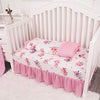 La Premura Baby Girl Crib Bedding Set for Baby Girls, 3-Piece Nursery Crib Set Including Crib Sheet, Blanket and Crib Skirt, Watercolor Boho Feather Floral, Pastel Pink & Lilac