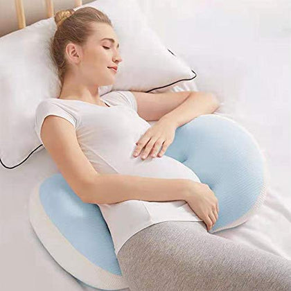 WYXunPlanet Pregnancy Pillow Maternity Side Sleeping Pillow Pregnancy for Pregnant Women,Support for Back Hips Legs Belly for Maternity Women,Maternity Pillow with Removable Cotton Cover(Blue)