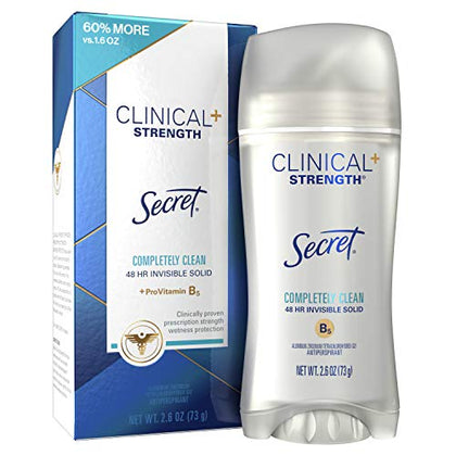Secret Clinical Strength Antiperspirant and Deodorant for Women Invisible Solid Completely Clean 2.6 Oz