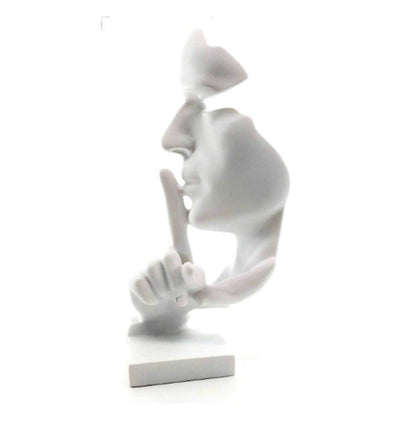 NEWQZ Creative Abstract Men Figurine Sculptures, Keep Silence Statue, Thinker Statue, Office Home Decor (White)