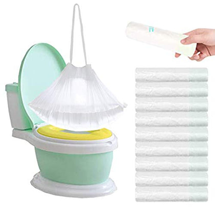Xilanhhaa 100 Pack Potty Chair Liners with Drawstring,Toilet Seat Potty Bags Cleaning Bag for Kids Toddlers,Baby Training Seat