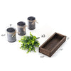 Dahey Decorative Galvanized Metal Pots Table Centerpiece Decor Wood Tray with Artificial Eucalyptus 3 Buckets Rustic Farmhouse Home Decor for Coffee Dining Room Living Room Kitchen Bath, Brown