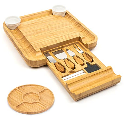 SMIRLY Charcuterie Boards Gift Set: Large Charcuterie Board Set, Bamboo Cheese Board Set - Unique Christmas Gifts for Women - House Warming Gifts New Home, Wedding Gifts for Couple, Bridal Shower Gift