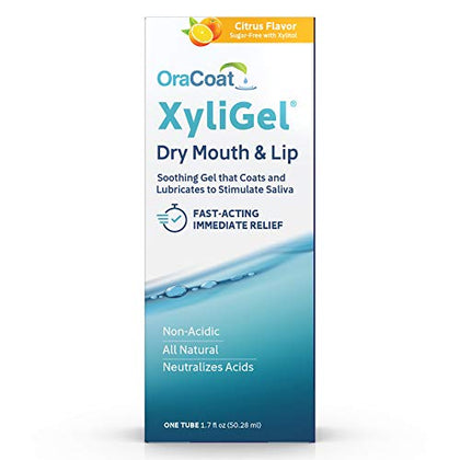 OraCoat XyliGel 1 Pack Soothing Dry Mouth Moisturizing Relief Gel with Xylitol, Sugar Free, for Dry Mouth, Stimulates Saliva Production, Non-Acidic, Daytime and Night Time Use